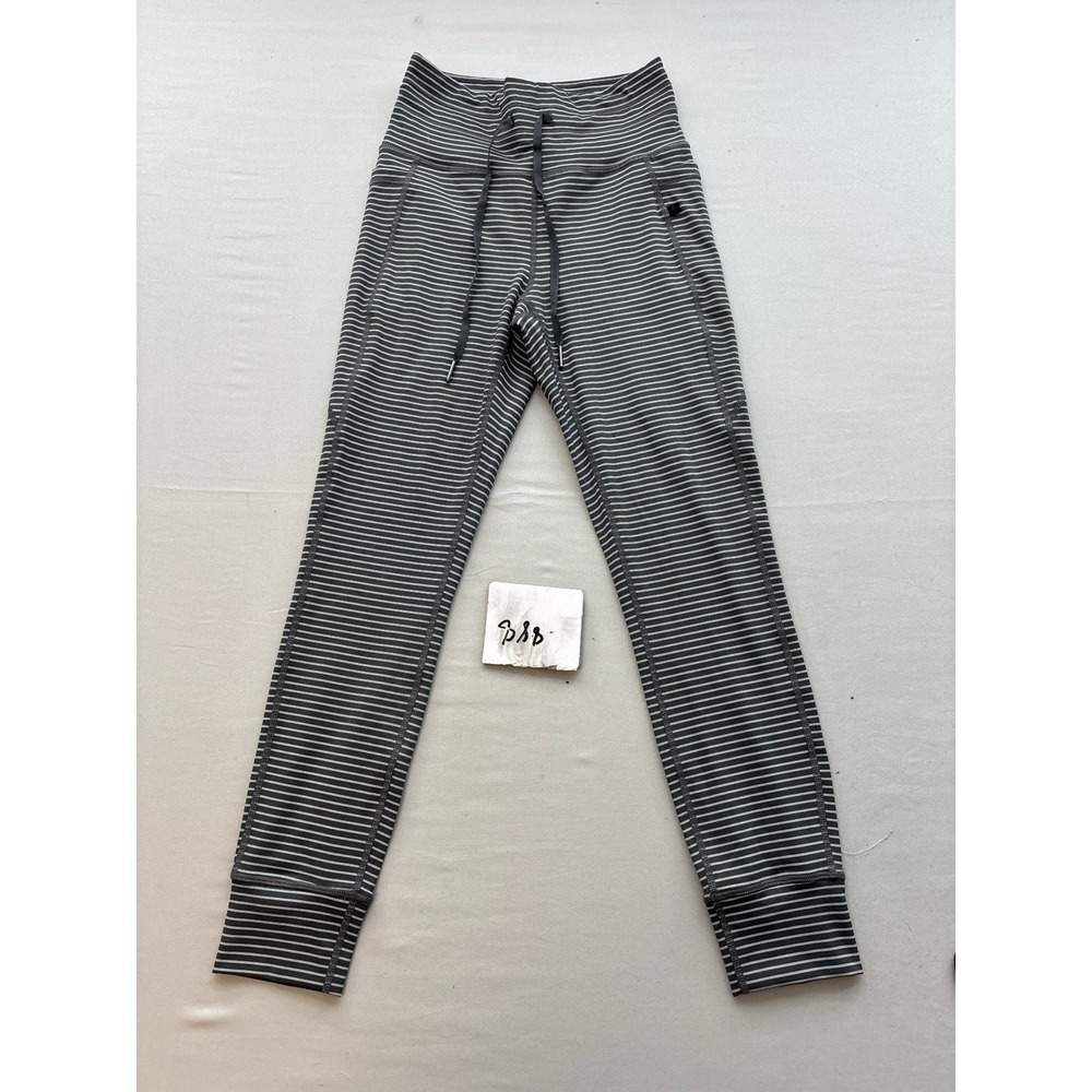 Halara Gray White Striped High Waisted Jogger Leggings with Pockets Small